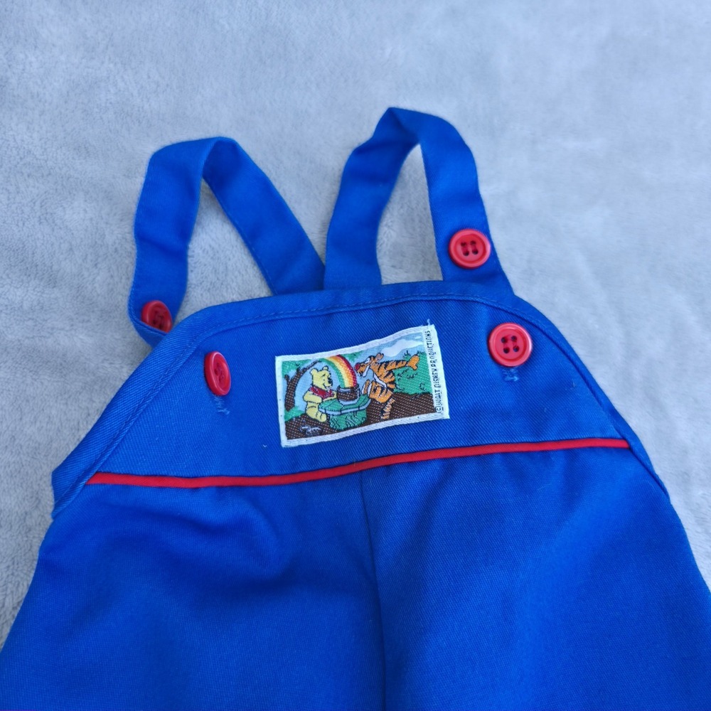 Vintage Walt Disney Winnie The Pooh Blue USA Medium 20-25 Lbs 12-18 Mth Overall